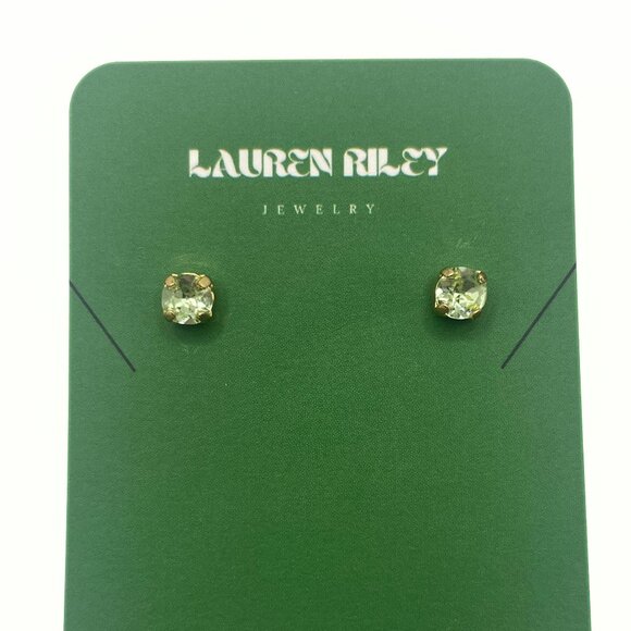 Handcrafted Periodt Green Crystal Stud Earrings Shiny Gold Plating Nickel-Free - Picture 1 of 4